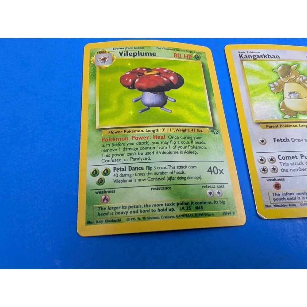 Lot of 3 Vintage Pokemon Holo Cards Dugtrio Vileplume Kangaskhan